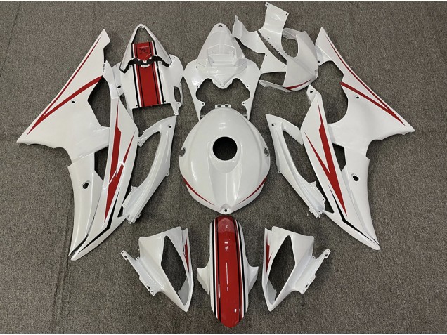 Gloss White and Red Yamaha R6 Fairings 2008-2016 Gloss White and Red Yamaha R6 Fairings 2008-2016