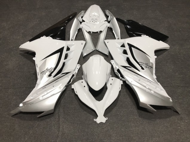 Gloss White and Silver Kawasaki Ninja 300 Fairings 2013-2018 Gloss White and Silver Kawasaki Ninja 300 Fairings 2013-2018