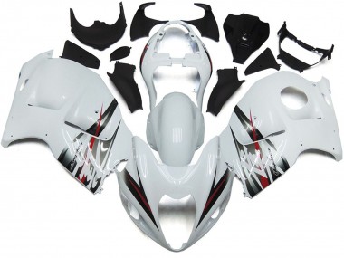 Gloss White and Silver Style Suzuki GSXR 1300 Fairings 1997-2007
