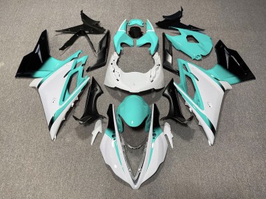 Gloss White and Teal Triumph Daytona 675 Fairings 2013-2016