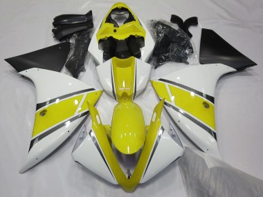 Gloss White and Yellow Yamaha R1 Fairings 2009-2012