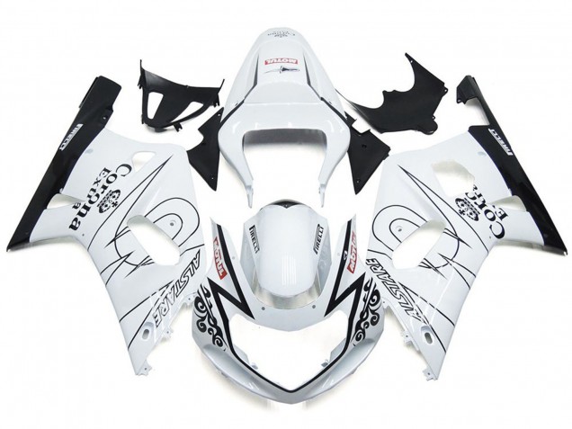 Gloss White Corona and Black Suzuki GSXR 600-750 Fairings 2001-2003 Gloss White Corona and Black Suzuki GSXR 600-750 Fairings 2001-2003