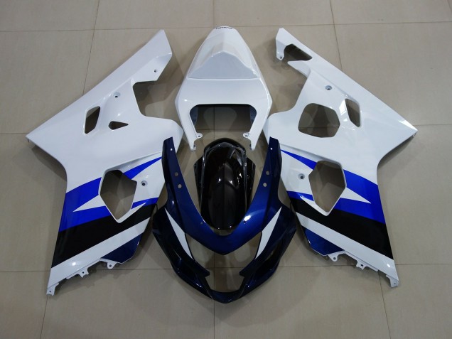 Gloss White & Deep Blue Suzuki GSXR 600-750 Fairings 2004-2005 Gloss White & Deep Blue Suzuki GSXR 600-750 Fairings 2004-2005