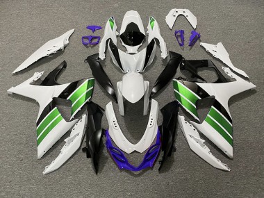 Gloss White Green Black and Purple Suzuki GSXR 1000 Fairings 2009-2016