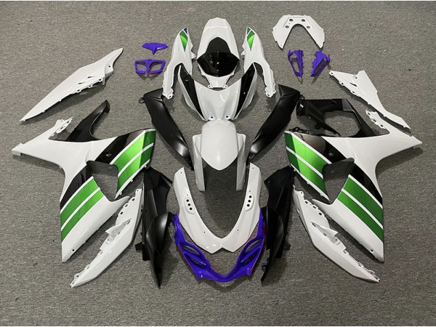 Gloss White Green Black and Purple Suzuki GSXR 1000 Fairings 2009-2016 Gloss White Green Black and Purple Suzuki GSXR 1000 Fairings 2009-2016