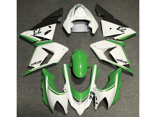 Gloss White & Green Kawasaki ZX10R Fairings 2004-2005 Gloss White & Green Kawasaki ZX10R Fairings 2004-2005