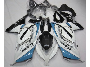 Gloss White & Light Blue Kawasaki Ninja 300 Fairings 2013-2018
