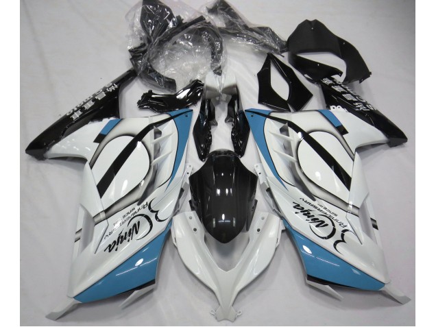 Gloss White & Light Blue Kawasaki Ninja 300 Fairings 2013-2018 Gloss White & Light Blue Kawasaki Ninja 300 Fairings 2013-2018
