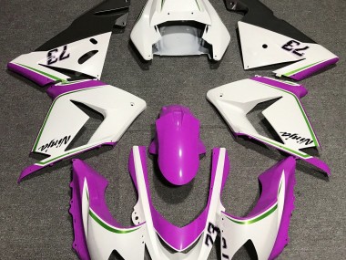 Gloss White & Pink Kawasaki ZX10R Fairings 2004-2005