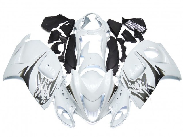 Gloss White with Silver Style logos Suzuki GSXR 1300 Fairings 2008-2019 Gloss White with Silver Style logos Suzuki GSXR 1300 Fairings 2008-2019