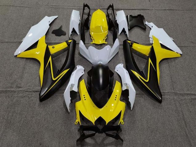 Gloss Yellow and White Suzuki GSXR 600-750 Fairings 2008-2010