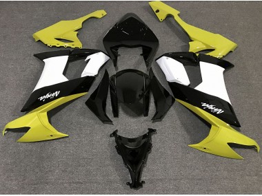 Gloss Yellow Black and White Kawasaki ZX10R Fairings 2008-2010