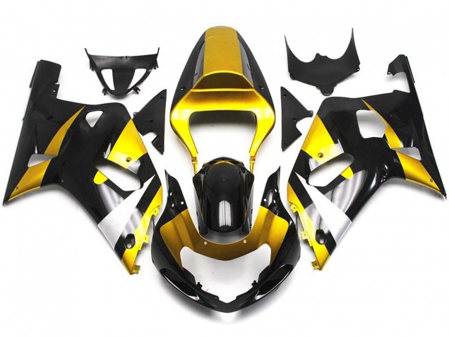 Gold and Black Gloss Style Suzuki GSXR 600-750 Fairings 2001-2003 Gold and Black Gloss Style Suzuki GSXR 600-750 Fairings 2001-2003