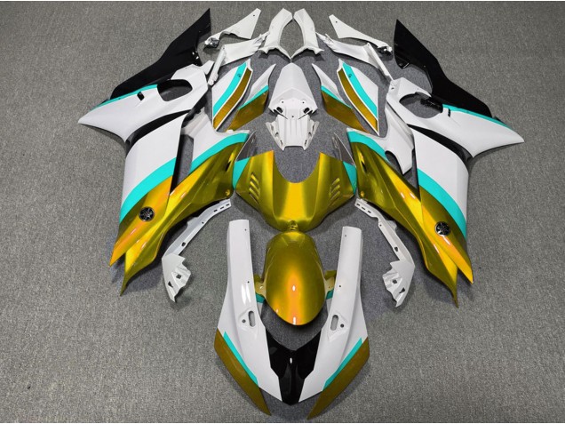 Gold and Light Blue Gloss Yamaha R6 Fairings 2017-2019 Gold and Light Blue Gloss Yamaha R6 Fairings 2017-2019