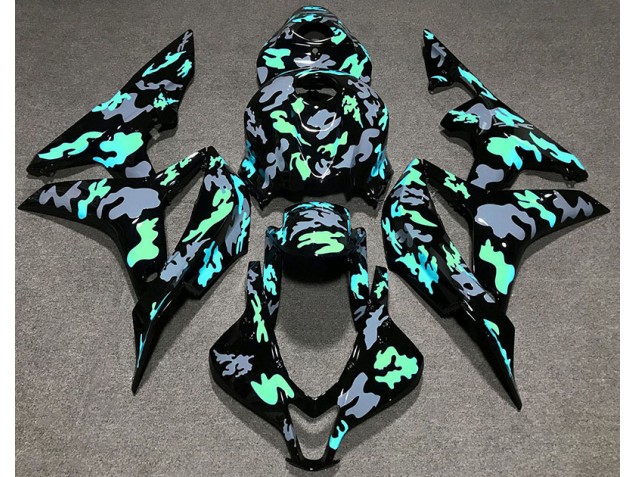 Green and Gray Camouflage Honda CBR600RR Fairings 2007-2008 Green and Gray Camouflage Honda CBR600RR Fairings 2007-2008
