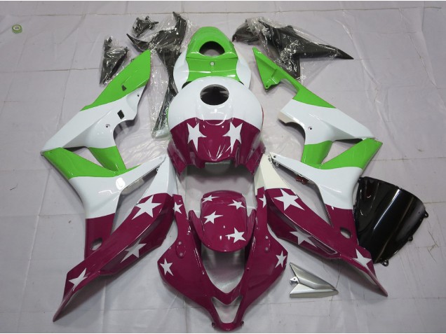 Green and Maroon Stars and Stripes Honda CBR600RR Fairings 2007-2008 Green and Maroon Stars and Stripes Honda CBR600RR Fairings 2007-2008