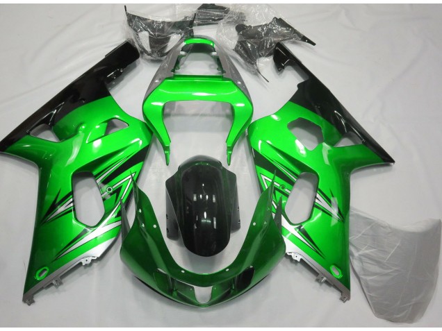 Green and Silver Suzuki GSXR 600-750 Fairings 2001-2003 Green and Silver Suzuki GSXR 600-750 Fairings 2001-2003