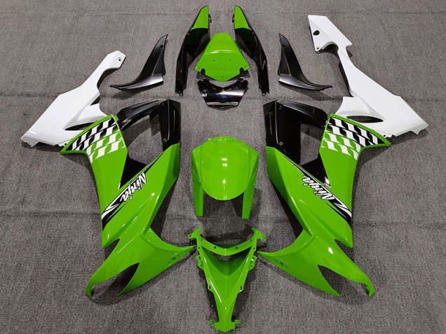 Green and White Cheq Kawasaki ZX10R Fairings 2008-2010 Green and White Cheq Kawasaki ZX10R Fairings 2008-2010