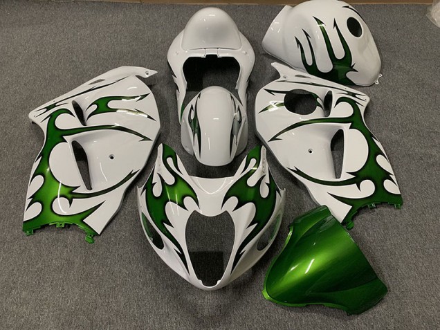 Green and White Suzuki GSXR 1300 Fairings 1997-2007