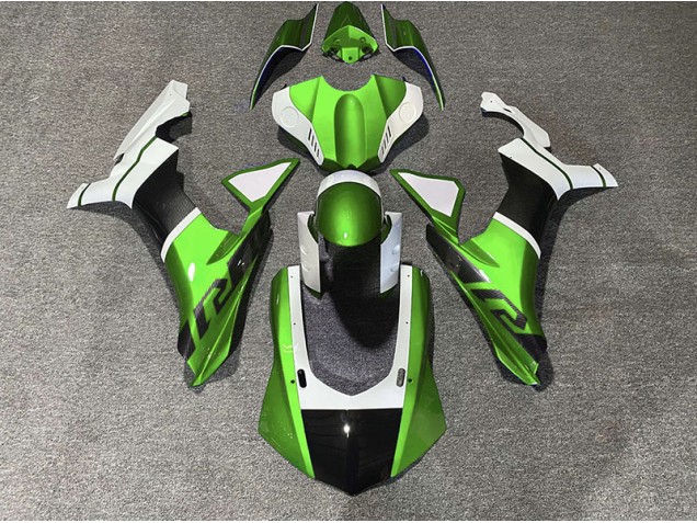 Green & Carbon Fiber Accents Yamaha R1 Fairings 2015-2019 Green & Carbon Fiber Accents Yamaha R1 Fairings 2015-2019