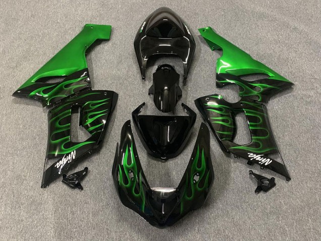 Green Flame Kawasaki ZX6R Fairings 2005-2006 Green Flame Kawasaki ZX6R Fairings 2005-2006