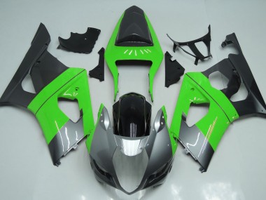 Green Silver and Black Suzuki GSXR 1000 Fairings 2003-2004