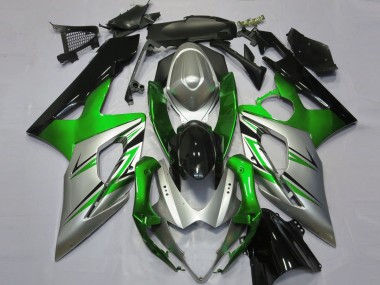 Green Silver and Black Suzuki GSXR 1000 Fairings 2005-2006