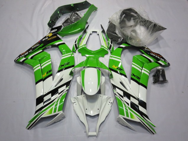 Green White Black Kawasaki ZX10R Fairings 2011-2015 Green White Black Kawasaki ZX10R Fairings 2011-2015