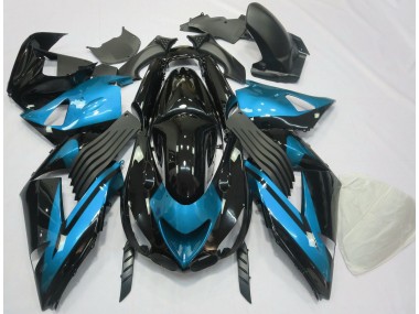 Light Blue and Black Plain Kawasaki ZX14R Fairings 2006-2011