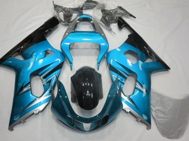 Light Blue and Silver Suzuki GSXR 600-750 Fairings 2001-2003