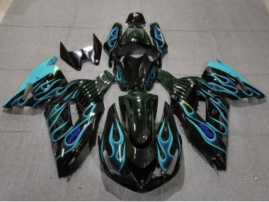Light Blue Flame Kawasaki ZX14R Fairings 2006-2011