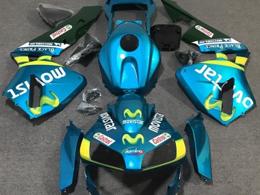 Light Blue Movistar Honda CBR600RR Fairings 2003-2004