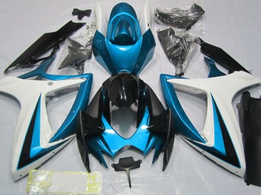 Light Blue & White Suzuki GSXR 600-750 Fairings 2006-2007
