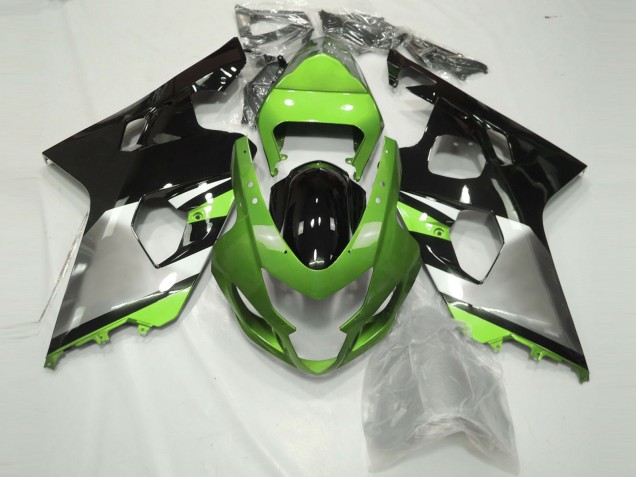 Light Green Silver and Black Suzuki GSXR 600-750 Fairings 2004-2005
