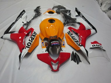 Light Orange and White Repsol Honda CBR600RR Fairings 2007-2008