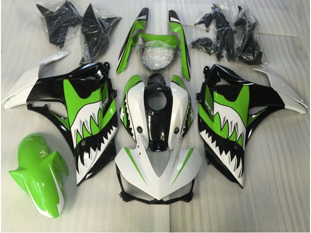 Lime Green and White Shark Yamaha R3 Fairings 2015-2018 Lime Green and White Shark Yamaha R3 Fairings 2015-2018