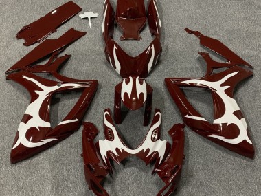 Maroon and White Suzuki GSXR 600-750 Fairings 2006-2007