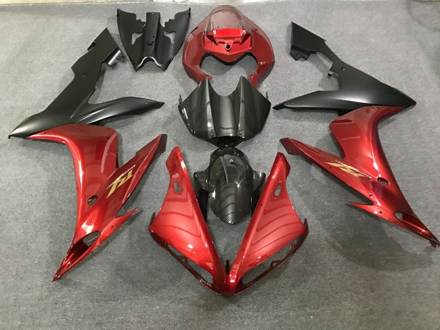 Maroon Red and Carbon Style Yamaha R1 Fairings 2004-2006 Maroon Red and Carbon Style Yamaha R1 Fairings 2004-2006