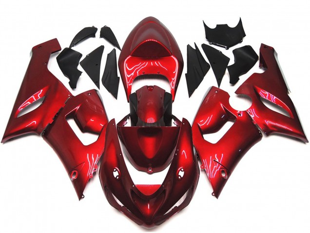 Maroon Red Kawasaki ZX6R Fairings 2005-2006 Maroon Red Kawasaki ZX6R Fairings 2005-2006