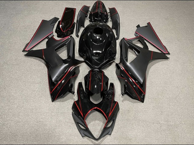 Matte and Gloss Black & Red Trim Suzuki GSXR 1000 Fairings 2007-2008 Matte and Gloss Black & Red Trim Suzuki GSXR 1000 Fairings 2007-2008