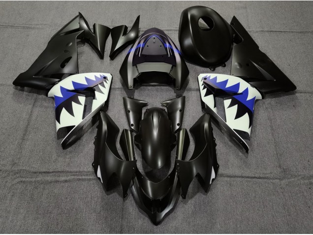 Matte Black and Dark Blue Shark Kawasaki ZX10R Fairings 2004-2005 Matte Black and Dark Blue Shark Kawasaki ZX10R Fairings 2004-2005