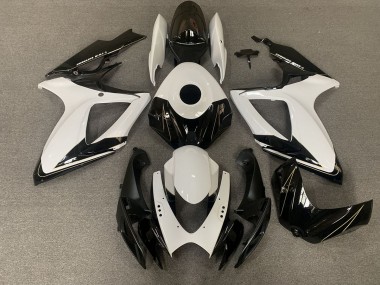 Matte Black and Gloss White Suzuki GSXR 600-750 Fairings 2006-2007