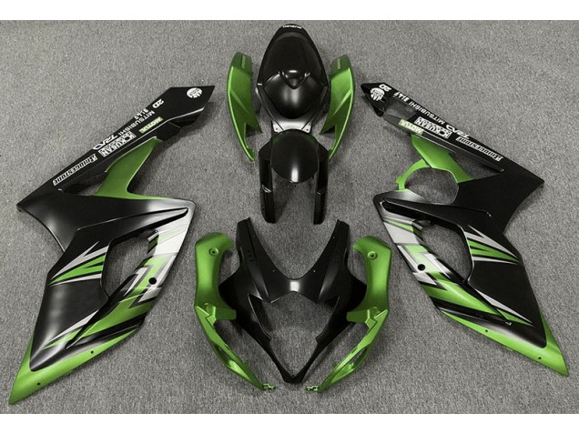 Matte Black and Green Suzuki GSXR 1000 Fairings 2005-2006 Matte Black and Green Suzuki GSXR 1000 Fairings 2005-2006