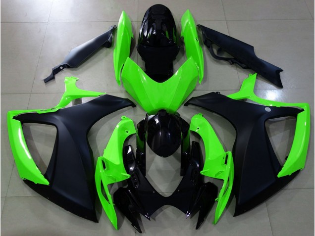 Matte Black and Green Suzuki GSXR 600-750 Fairings 2006-2007 Matte Black and Green Suzuki GSXR 600-750 Fairings 2006-2007