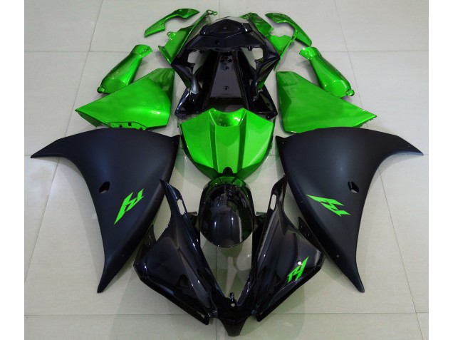 Matte Black and Green Yamaha R1 Fairings 2013-2014 Matte Black and Green Yamaha R1 Fairings 2013-2014