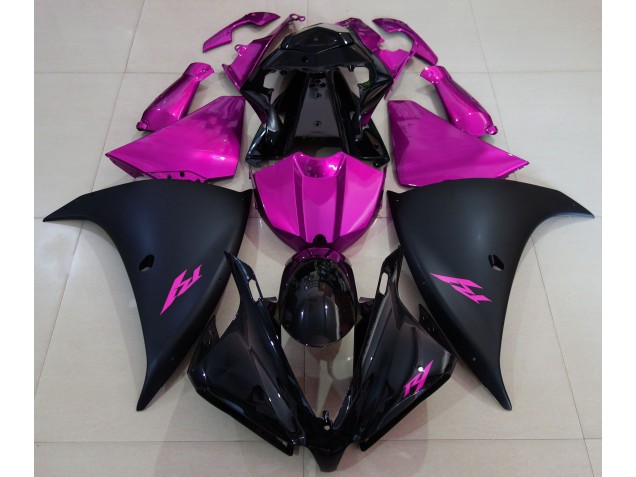Matte Black and Pink Yamaha R1 Fairings 2013-2014 Matte Black and Pink Yamaha R1 Fairings 2013-2014