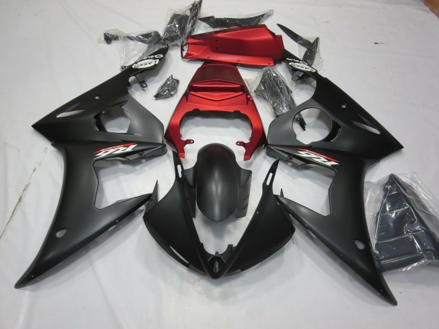 Matte Black and Red Yamaha R6 Fairings 2003-2005 Matte Black and Red Yamaha R6 Fairings 2003-2005