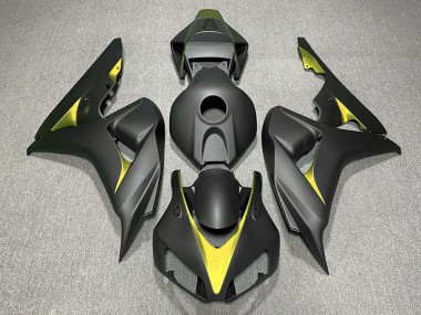 Matte Black and Yellow Honda CBR1000RR Fairings 2006-2007