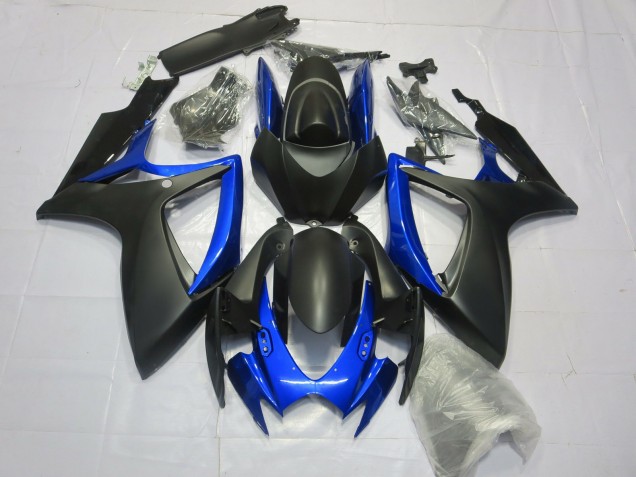 Matte Black Gloss Blue Suzuki GSXR 600-750 Fairings 2006-2007 Matte Black Gloss Blue Suzuki GSXR 600-750 Fairings 2006-2007