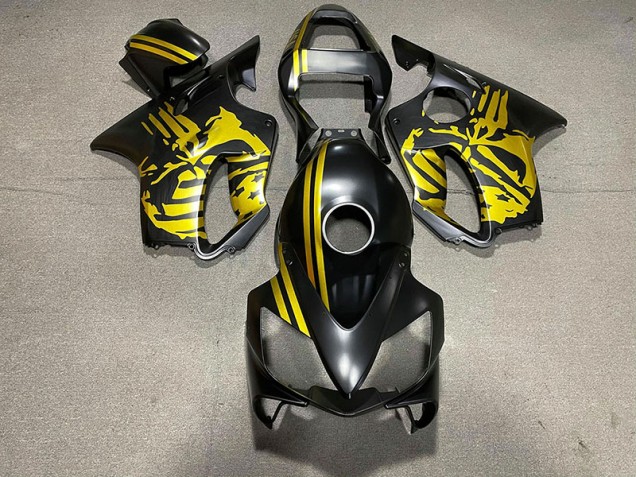 Matte Black & Gold Skull Honda CBR600 F4i Fairings 2001-2003 Matte Black & Gold Skull Honda CBR600 F4i Fairings 2001-2003